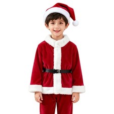 Achimlt Vestito Babbo Natale Bambino 4 Pezzi Costume Babbo Natale con Cappotti