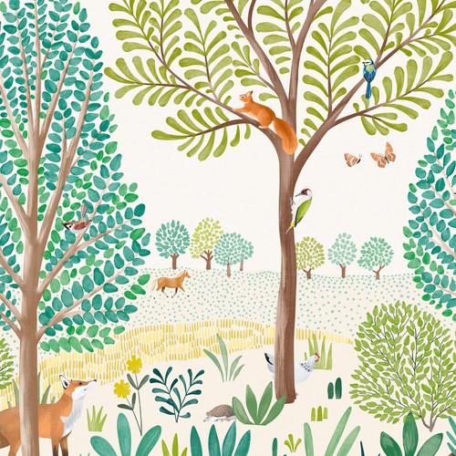 Grena parete woodland carta - grena, da
