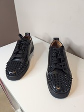 Sneakers basse uomo Christian Louboutin in pelle nera a punta taglia UK 10 EU 45 ottime condizioni