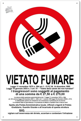 Cartello vietato fumare 20x30 - vietato,
