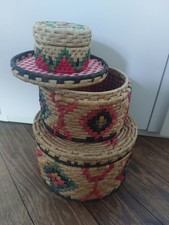 Set 3 Cestini Tondi In Rattan