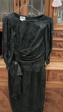 Abito  Elegante In  Seta Pura 100% Nero Tg 44 S/M - Made In Italy