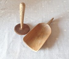 Set di 2 Antichi strumenti Vintage in legno per cucina di arte rurale contadina