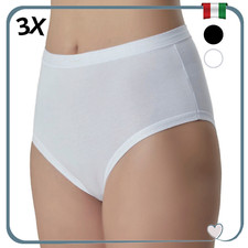 3 Slip da Donna Cotone Elasticizzato Culotte Culotta Vita Alta Mutande Coulotte
