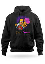 Felpa Con Cappuccio Homer Simpson Lord of Donuts Uomo Donna Bambino Ragazzi