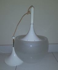 Lampadario Design Martinelli Luce Vetro bianco metallo anni 70