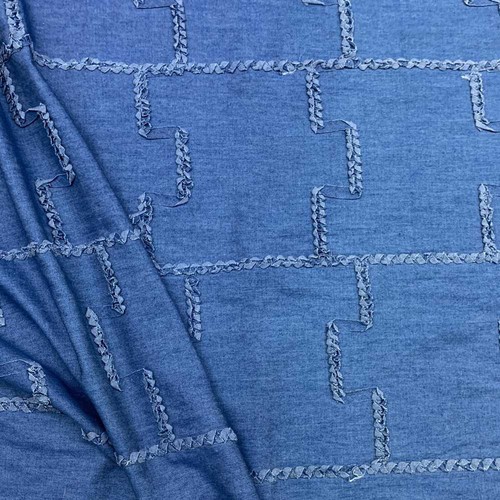 Tessuto jeans ricamato - tessuto, 75
