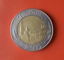 500 LIRE 1987 VARIANTE FIRMA PICCOLA, TESTA PICCOLA [L925]