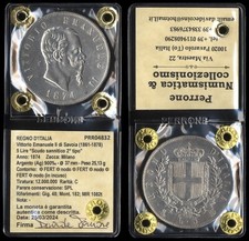 #04832] REGNO ITALIA - VITTORIO EMANUELE II - 5 LIRE SCUDO 1874 MILANO  PERIZIA