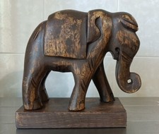 Elefante In Legno Indiano Artigianato Etnico Misura Alto 20Cm Lungo 20 Cm India
