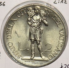 Vatican 1936 2 Lire Pius XI
