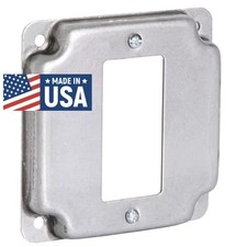 Piastra da parete quadrata in acciaio zincato 4" per scatola elettrica in metallo - Decora e GFCI