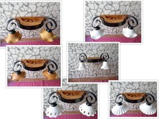 LAMPADA PARETE APPLIQUE RUSTICO COUNTRY SALONE CUCINA TAVERNETTA RUOTA 2 LUCI