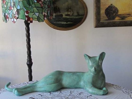 Bronze siamese cat statue - ,