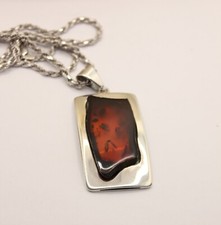 CIONDOLO ARGENTO AMBRA LISCIA