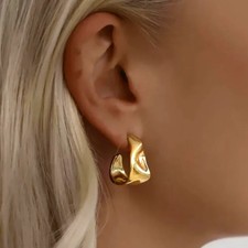 Orecchini Cerchio Onda Acciaio