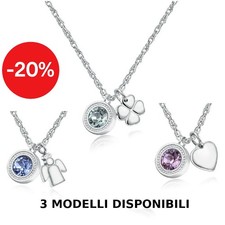 Sagapò Collana Donna Acciaio con Cuore Quadrifoglio Angelo Girocollo e cristallo