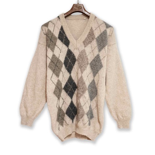 Maglione vintage beige rombi - beige, a