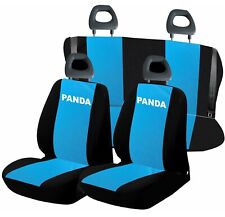 Coprisedili per panda 2003-2012 in cotone celeste/nero su misura, made in italy