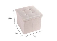 x Pouff Puff Pouf Contenitore Imbottito Portaoggetti Seduta Beige 30x30x30cm dfh