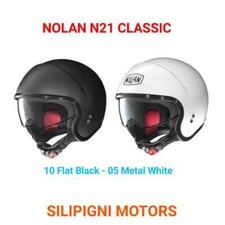 NOLAN N21 CLASSIC 05 Metal White - 10 Flat Black JET Moto/Scooter/Custom