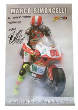 *HH* Autografo Marco Simoncelli Su Poster Super Sic 58 Motociclista Moto Gp 250