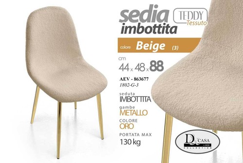 Sedia tessuto beige metallo - sedia,