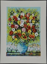 IALENTI Antonio "Vaso di fiori" litografia firmata a mano