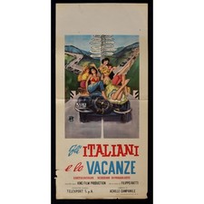 locandina GLI ITALIANI E LE VACANZE achille campanile filippo ratti auto B108