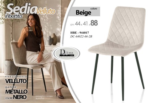 Sedia velluto beige ecrù