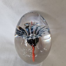 Daum Fermacarte Uovo Cristallo Fiore Daum France Signed