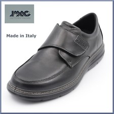 Scarpe da uomo IMAC vera pelle sneakers casual leggere con velcro a strappo nero
