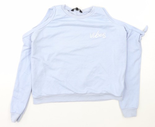 Maglione blu girocollo misto