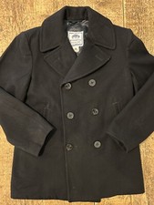 DSCP Giacca USN US Navy Enlisted Pea Coat Lana Nero Tg 40R Made USA Military