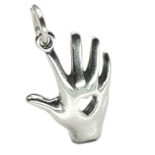 Cuore in mano charm in argento