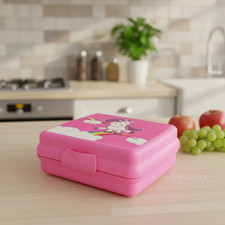 TUPPERWARE A126 SANDWICH BOX MOTIVO UNICORNO ROSA CONTENITORE PER PANE SCATOLA PER VESPRI
