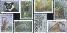 Gambia 2000 Africa, fauna selvatica, lemure, okapi, rinoceronte, gazzella zebra, ibex, animali, MNH