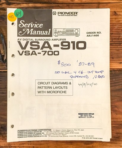 Pioneer vsa 910 - pioneer, vsa-700