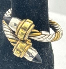 Unico ANELLO TANE Messico anni 70 argento sterling e oro Vermeil 3-D combinazione a costine