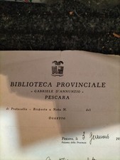 Pescara 1936- Gabriele D'ANNUNZIO - Biblioteca Provinciale- Lettera Manoscritta