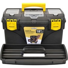 Kombo Cassetta Portautensili in Plastica Colore Nero-Giallo Maniglia a scomparsa