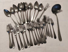 Lotto 30 antiche posate d'arredo grigie, marchiate: mestolo cucchiai forchette