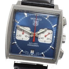Orologio Uomo Automatico TAG HEUER Monaco CW2113 Cronografo Data Quadrante Blu_918773