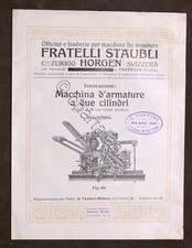 Brochure Industria Tessile Macchina d'Armature due cilindri - Staubli - anni '20