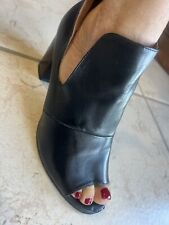 SCARPE SANDALI DONNA “Energy”PELLE NERO 39 SPUNTATO TACCO ALTO MADE IN ITALY