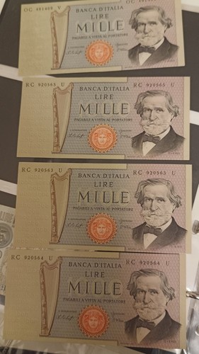1000 lire giuseppe - verdi, 1969