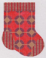 MINI CALZA NATALIZIA DIPINTA A MANO TELA PUNTO AGO 18CT