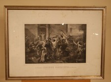 Antica stampa italiana de 1800 La cacciata di Federico Barbarossa da Alessandria