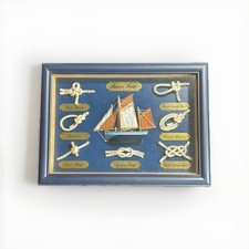 Nodi Nautici Corda Cornice Espositore 5X7 Telaio Legno Nero Intarsiato Ombra Barche