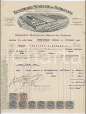 1923 SEREGNO - S.A. Tessiture seriche - Fattura commerciale per tessuto damasco